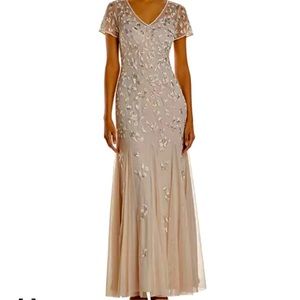 Adrianna Papell Beaded Godet Gown Size 8